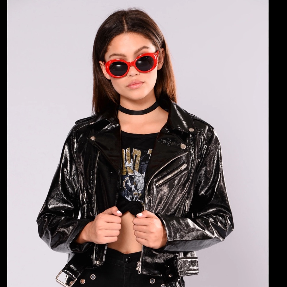Fashion Nova Faux leather Black Women's Jacket Sz M